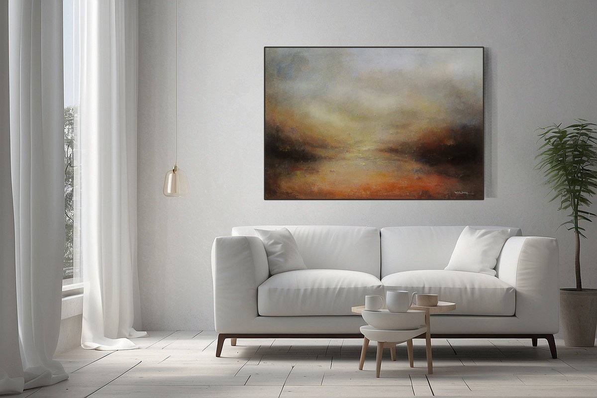 Geometric Abstract Acrylic Painting By Vishalandra Dakur, 32 X 25", Reflection, Original Artwork