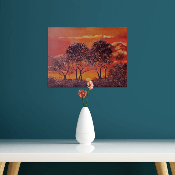 A vibrant African sunset