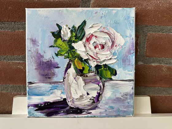 White Rose deep impasto