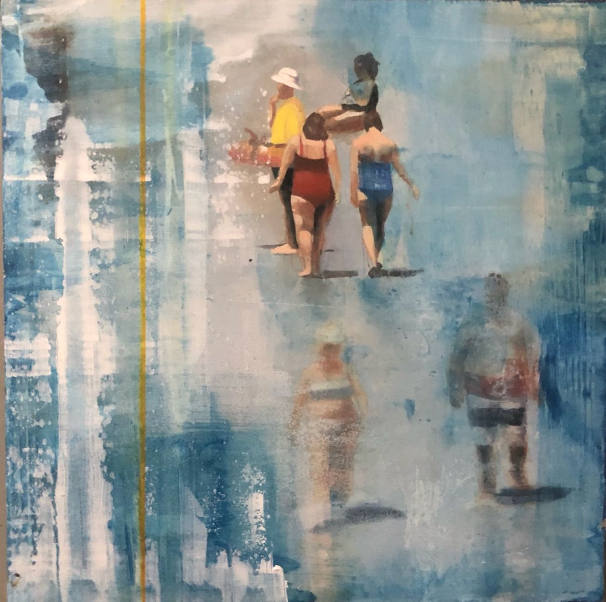 Walking on the Beach 16x16 in 41x41 cm by Dennis Crayon