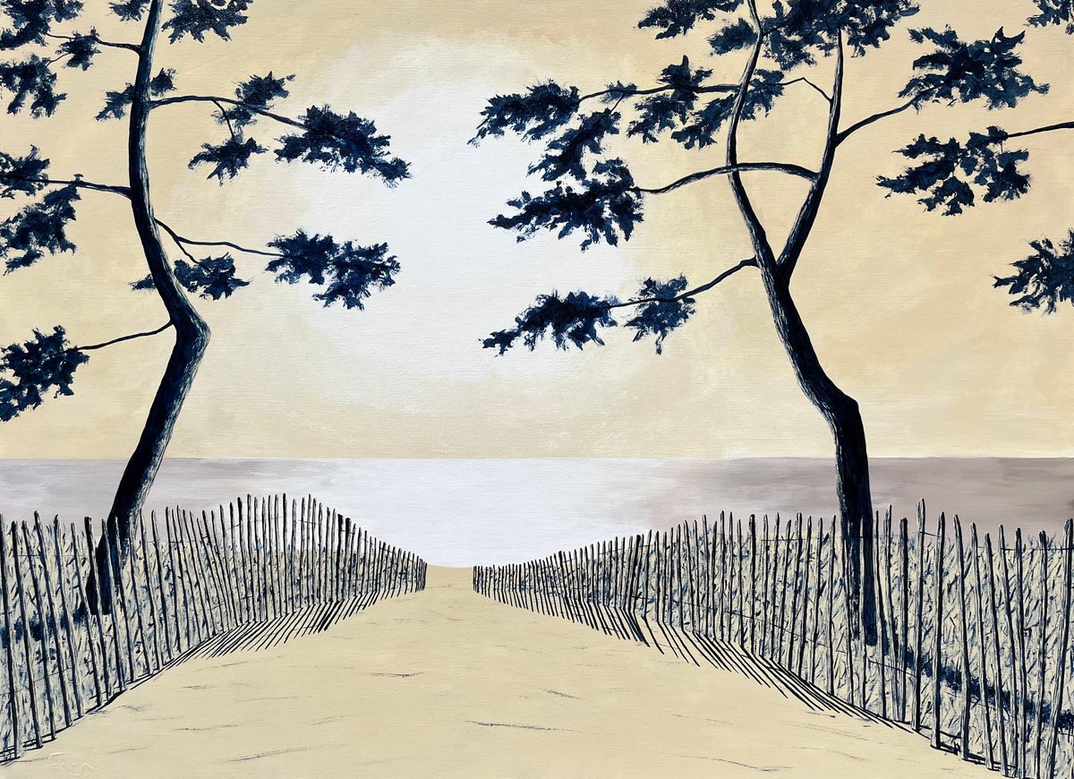 Landscape Acrylic Painting By Cadiou Frederic, 39 X 29, Sainte-Marine #4, Original Artwork