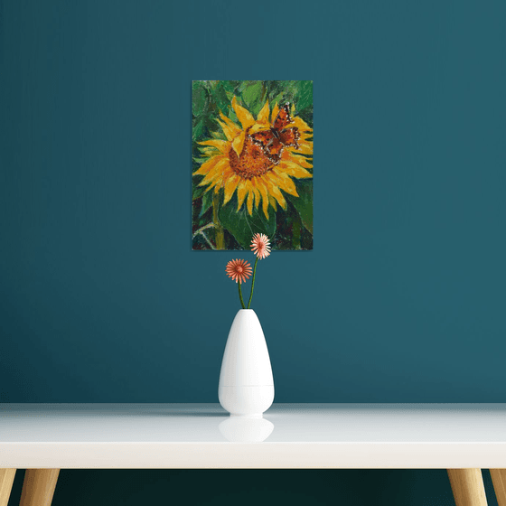 Butterfly on a Sunflower... /  ORIGINAL PAINTING