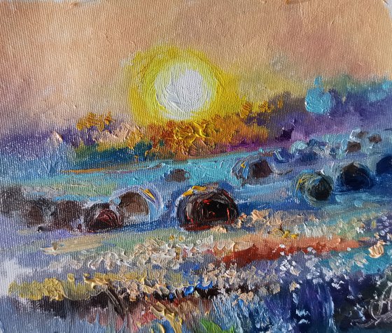 Sunset painting landscape art