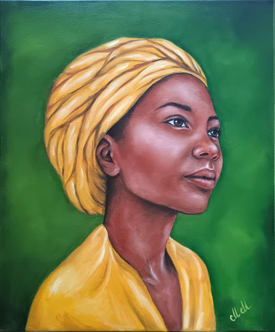 African Beauty - yellow scarf