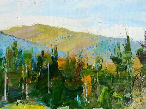 Mountains Painting Forest Original Oil Painting Oil on Canvas