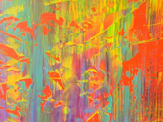 Crazy April - XXL triptych colorful palette knife painting