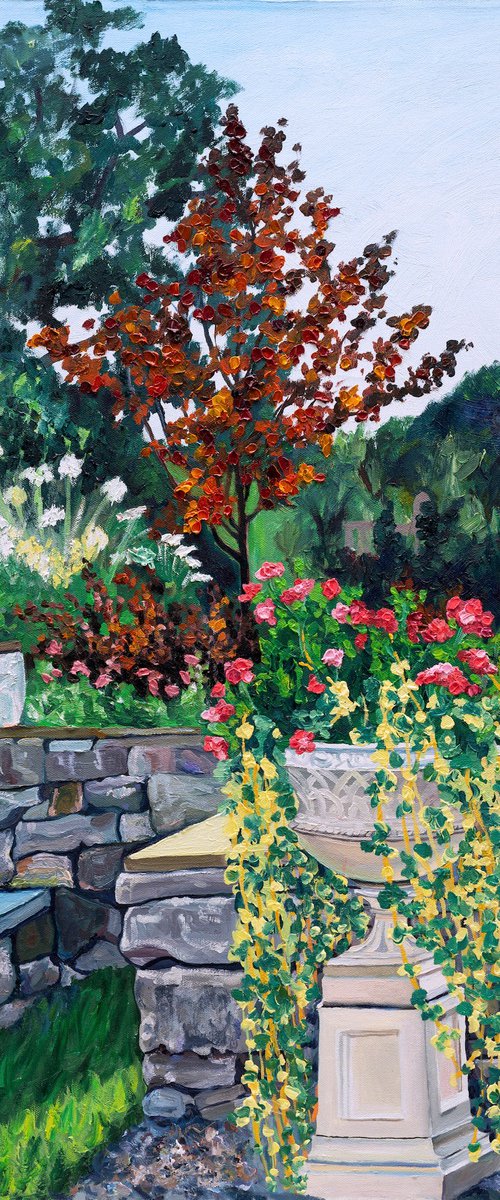 Rose Garden with Urn by Christina M Plichta