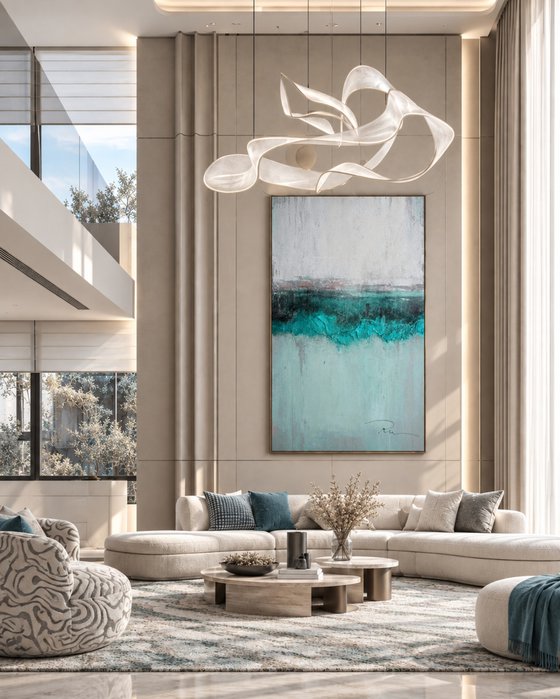 Abstract Turquoise Horizon Through Texture
