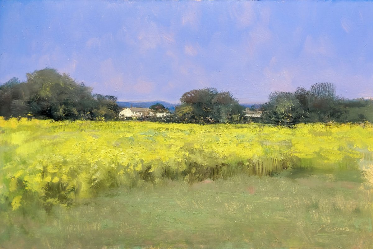 Impressionistic Landscape Oil Painting By Pascal Giroud, 12 X 8", Landscape From Brittany, Original Artwork