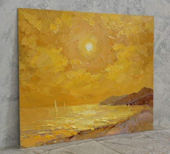 Yellow evening by sea