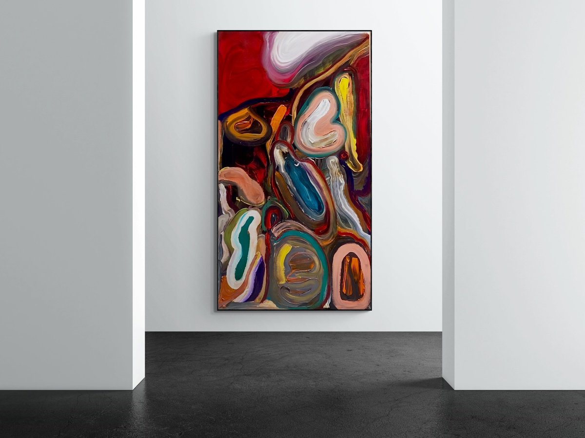 Abstract Acrylic Painting By Dario Dagostino, 47 X 71, Nuit i? Paris, Original Artwork