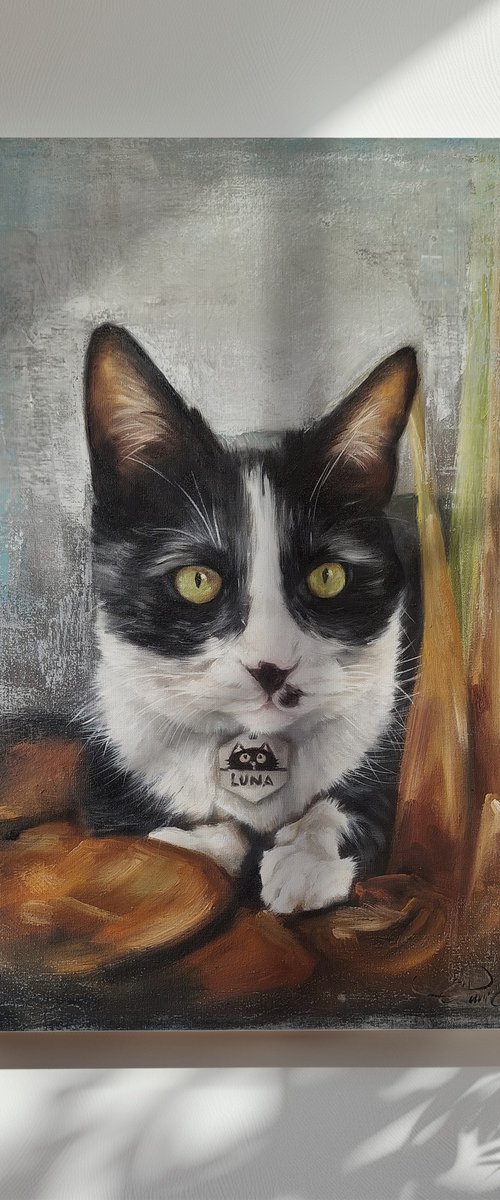 Cat Oil Painting by Mariana Maia