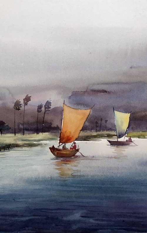 Sailing Boats at Stormy day by Samiran Sarkar