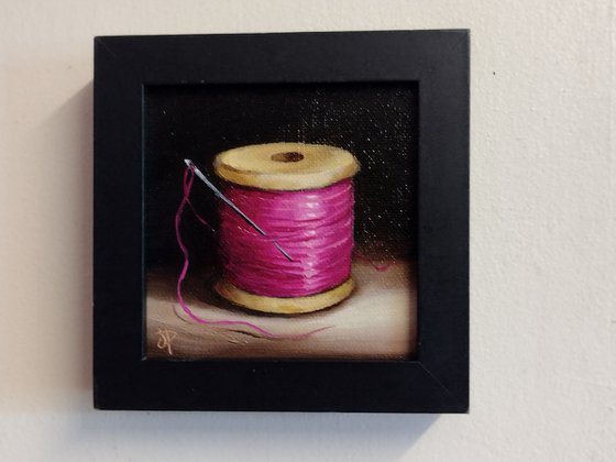 Little Pink cotton reel  still life