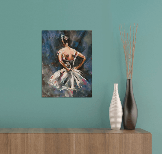 Backstage  -Ballerina- woman Painting on MDF