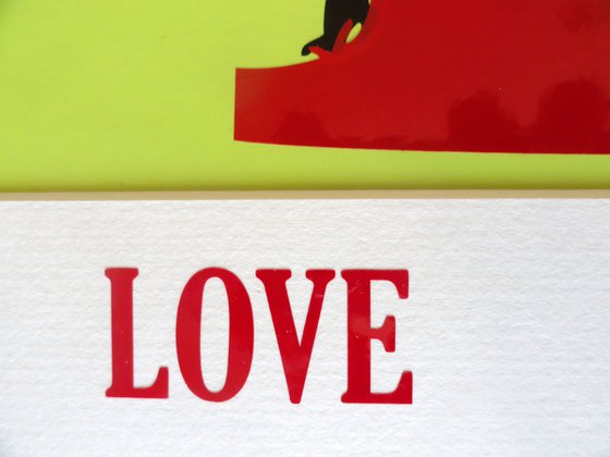 'LOVE' - Red on Lime Green