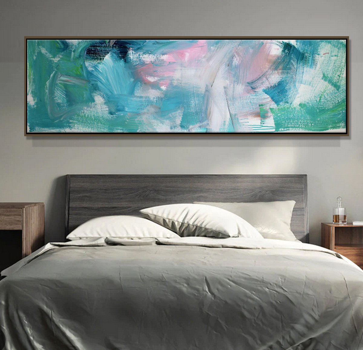 Abstract Oil Painting By Hugh Abernethy, 64 X 17, Rallara, Original Artwork