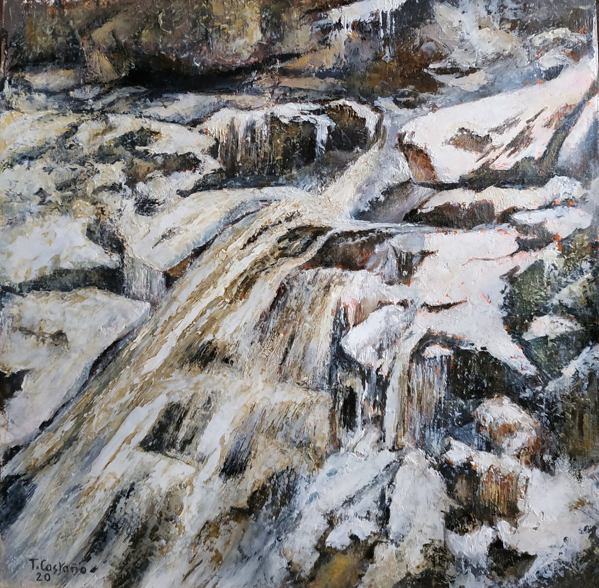 Waterfall with snow by TOMAS CASTAA�O
