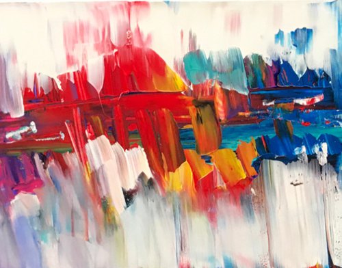 Colorful town, no people arround, beautiful skyline by Tiny de Bruin