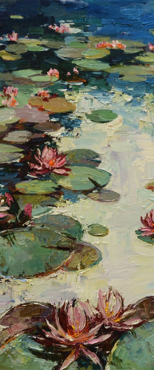 Water lilies Original Oil painting by Anastasiia Valiulina