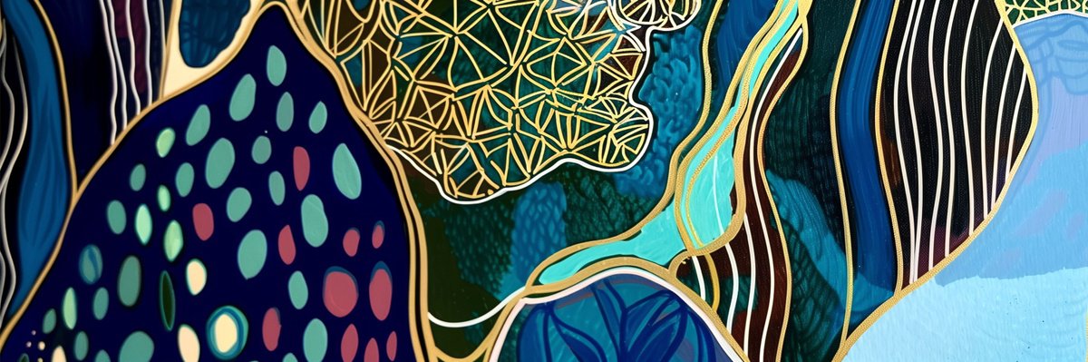 Abstract Acrylic Painting By V+V Kniazievi, 59 X 20", Geometric Abstraction #28, Original Artwork