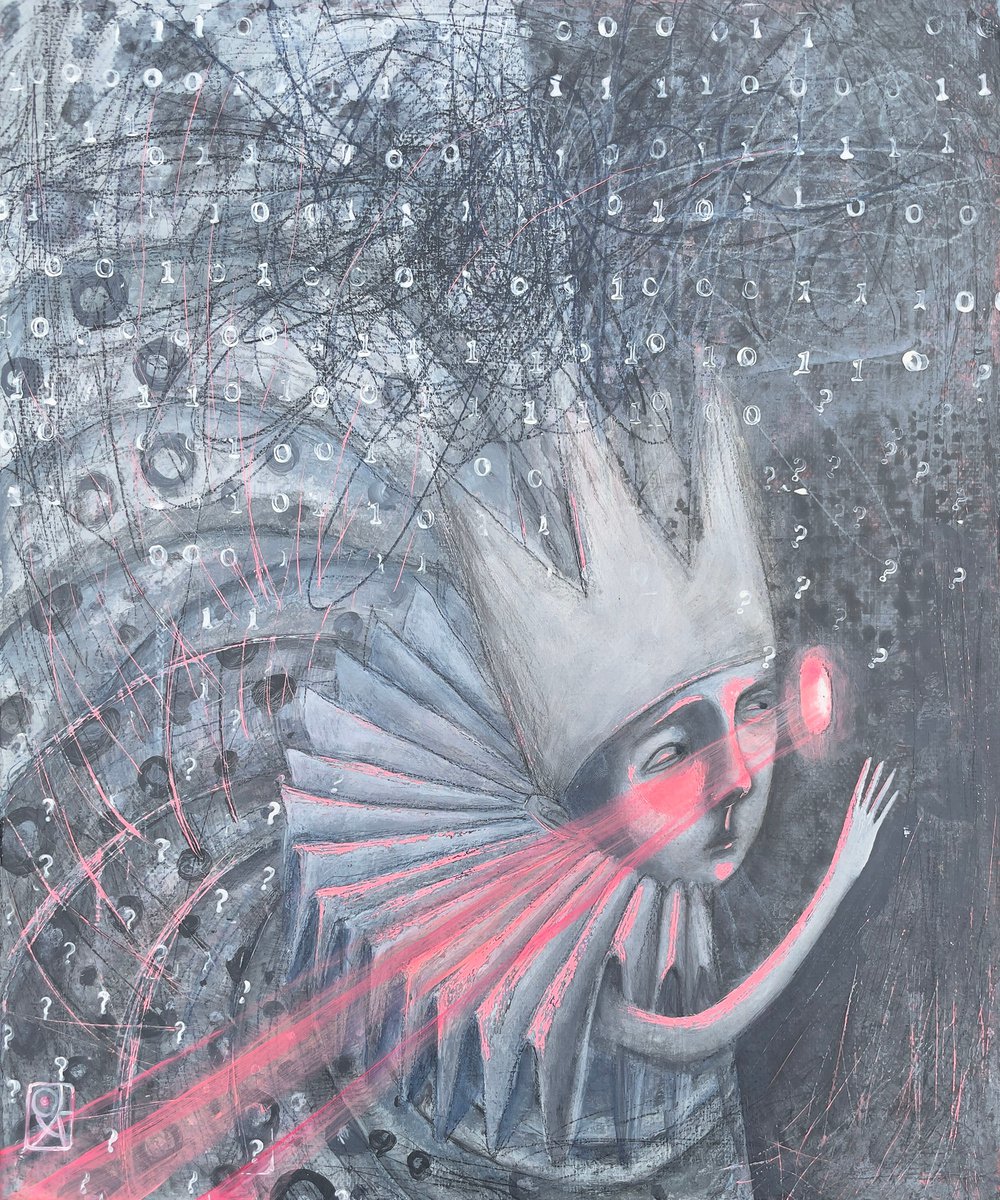 Naive Portrait Painting By Olya Anima, 10 X 12", 2020, Original Artwork