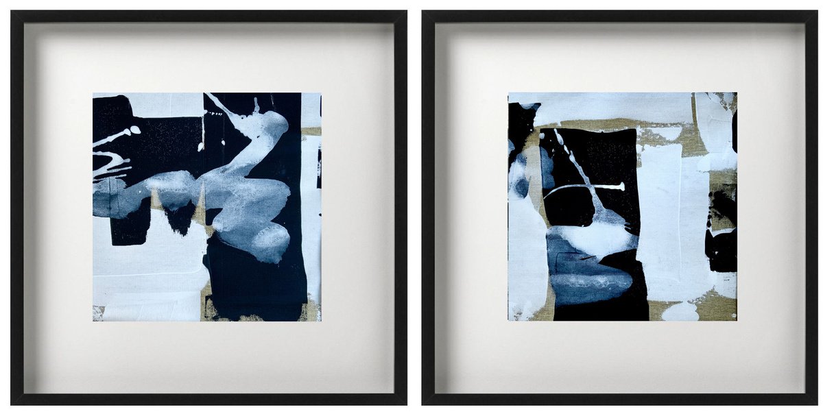 Abstraction No. 2021 - set of 2 black and white by Anita Kaufmann