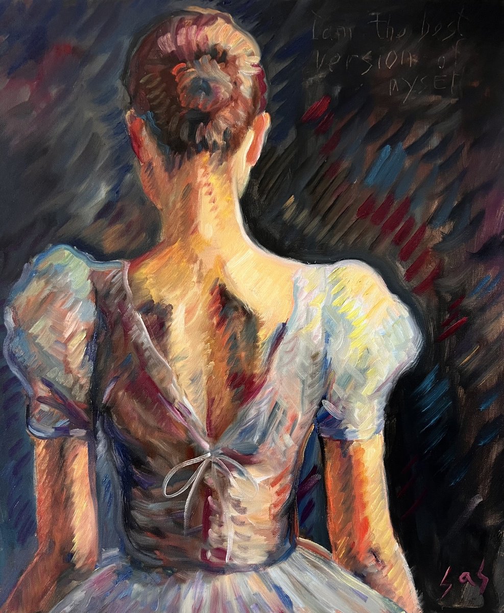 Expressive Portrait Oil Painting By Liubou Sas, 20 X 24", The Best Version Of Me, Original Artwork