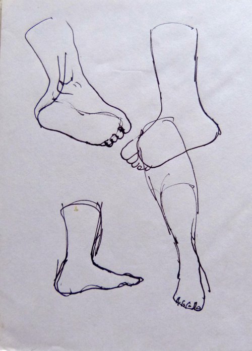 Study of feet 1, sketch on envelope - AF exclusive + FREE shipping! by Frederic Belaubre