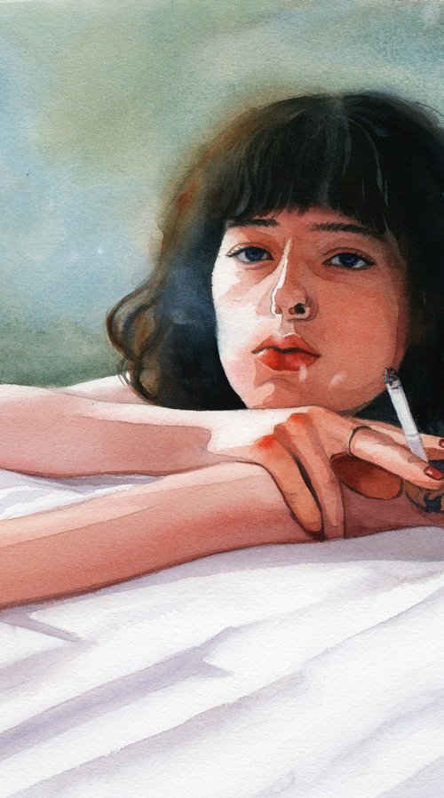 Girl with a cigarette by Tetiana Koda