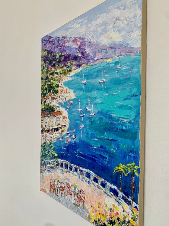View from terrace. French Riviera coast.