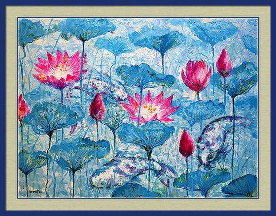 Water Lilies and Koi Fish