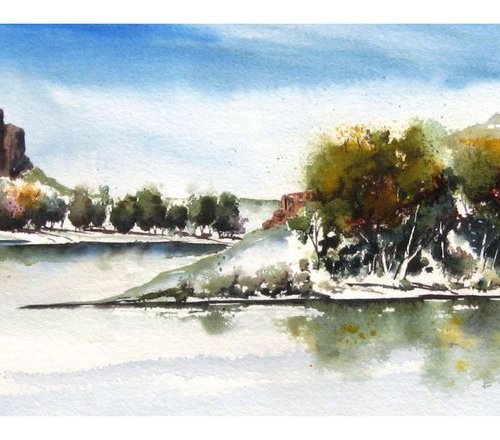 River Bluffs - Original Watercolor Painting by CHARLES ASH