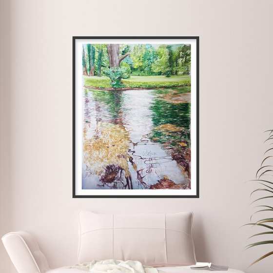 Watercolor river painting