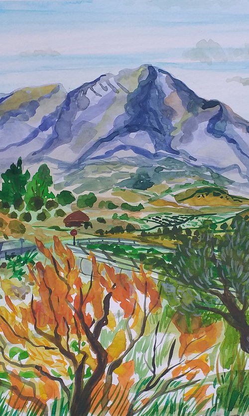 View of Sierra de las Nieves from Sierra Gorda, Andalucia by Kirsty Wain