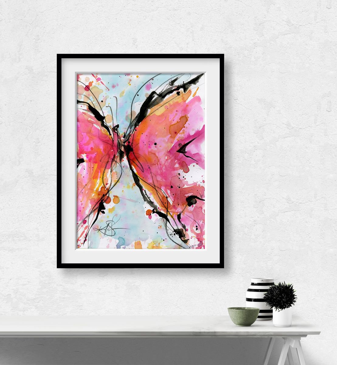 Butterfly Song 2019-5 - Abstract Minimal Butterfly Painting by Kathy Morton Stanion