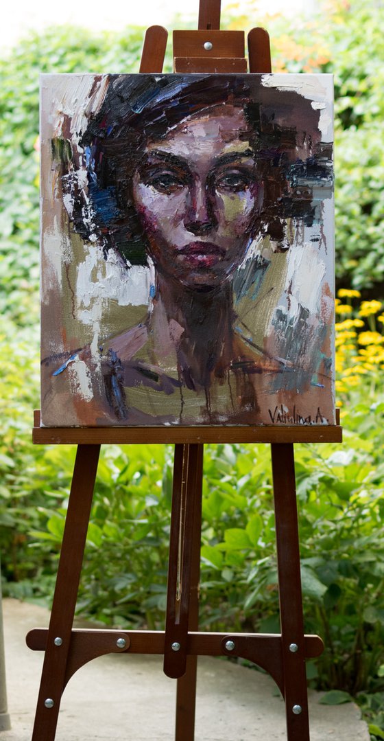 Abstract girl portrait with gold