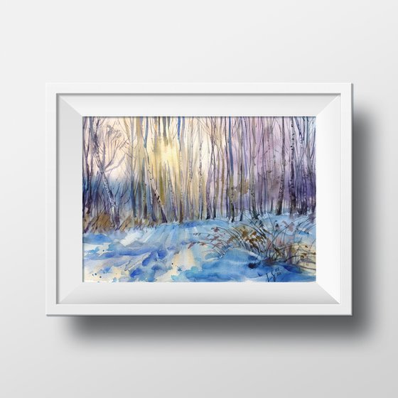 Winter Forest at Sunset