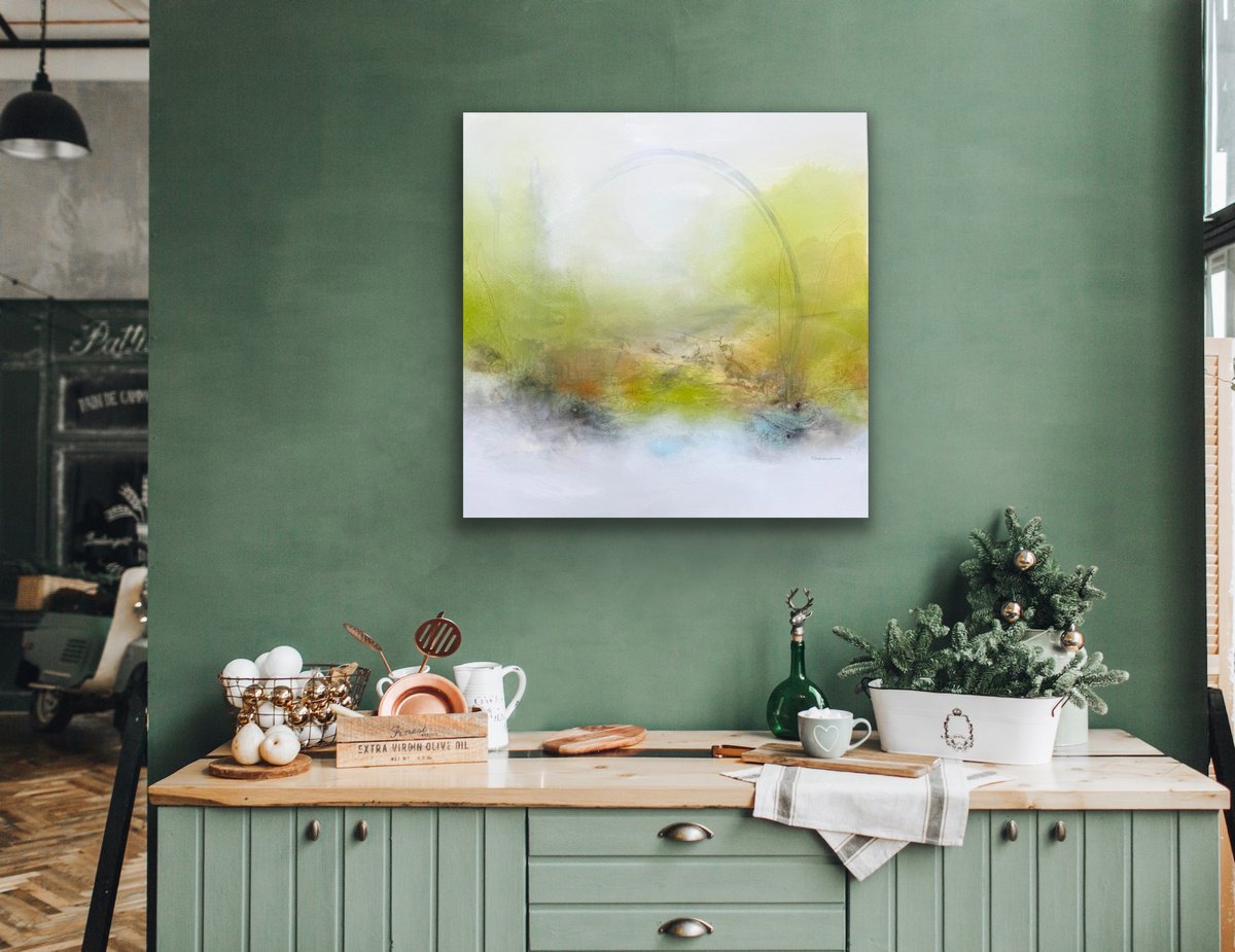 Abstract Landscape Acrylic Painting By Kirsten Schankweiler, 31 X 31", In The Heart Of Nature No. 2, Original Artwork