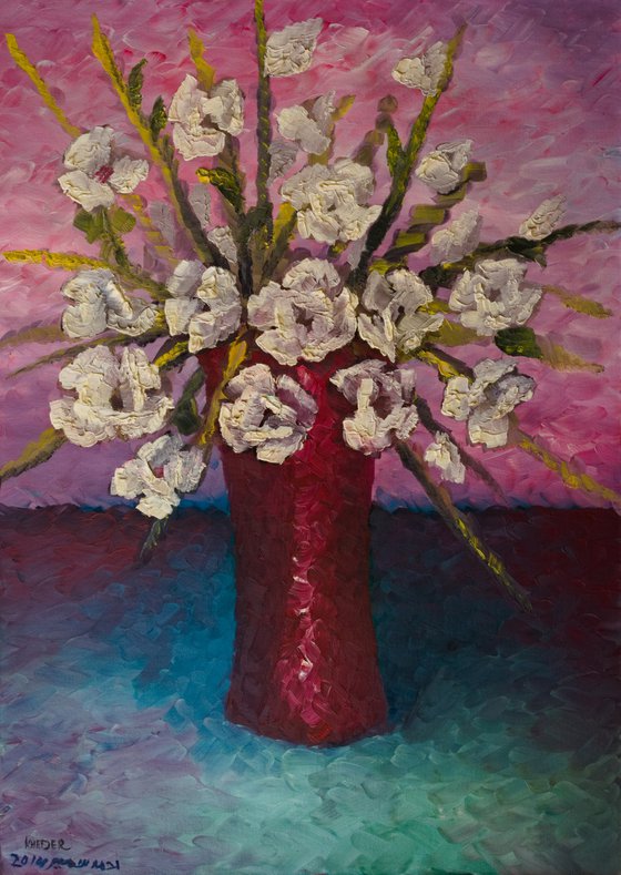 White Flowers In A Vase Impression