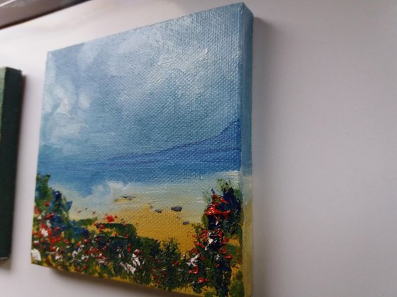 The Cornish Coast mini painting 10 x 10 cm in oil