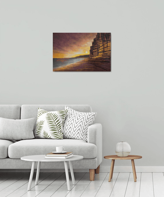 West Bay Cliffs At Sunset