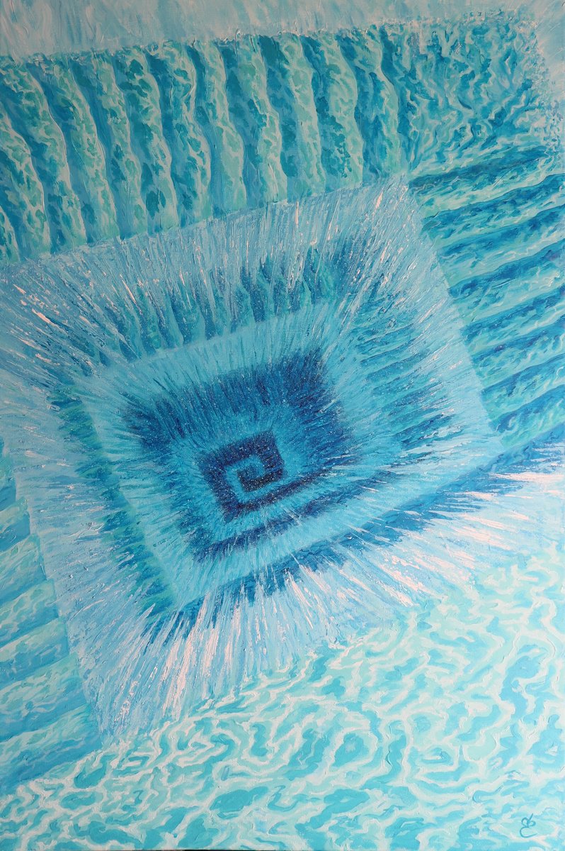 Impressionistic Abstract Acrylic Painting By Dmytro Yeromenko, 24 X 35, Sea Portal, Original Artwork