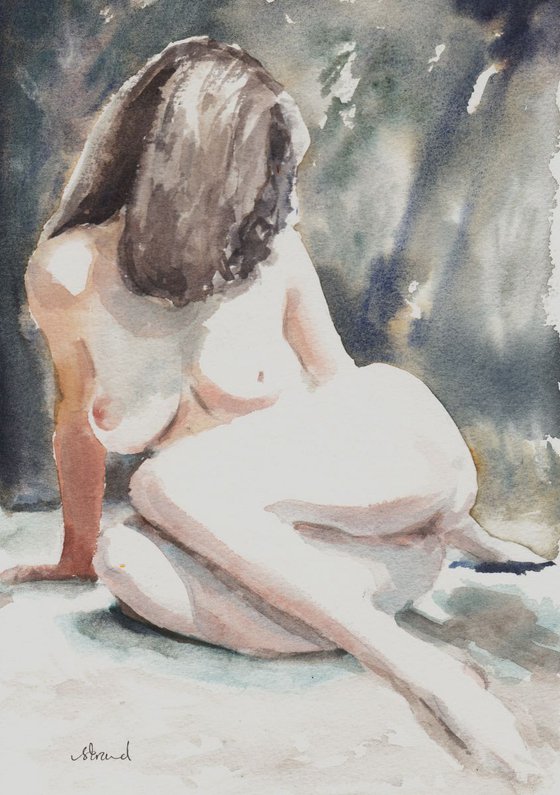 'Coyness' Original painting nude erotic home decor design