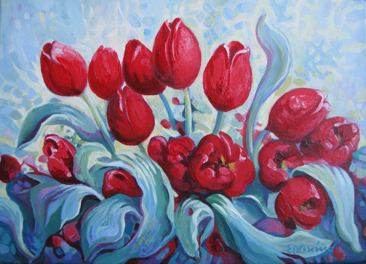 Red tulips by Elena Oleniuc