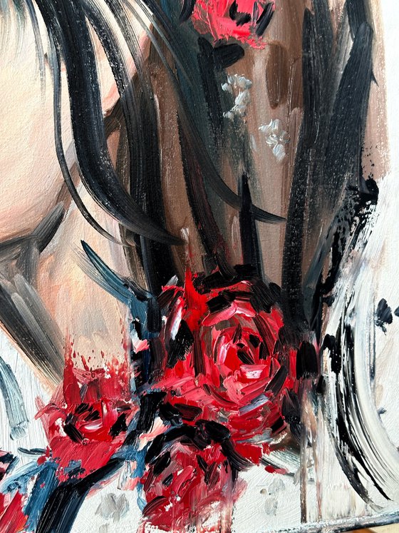 Woman with roses