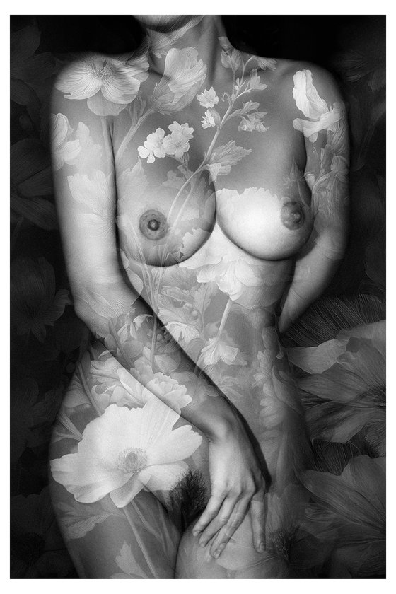 Floral Embrace. Nude.