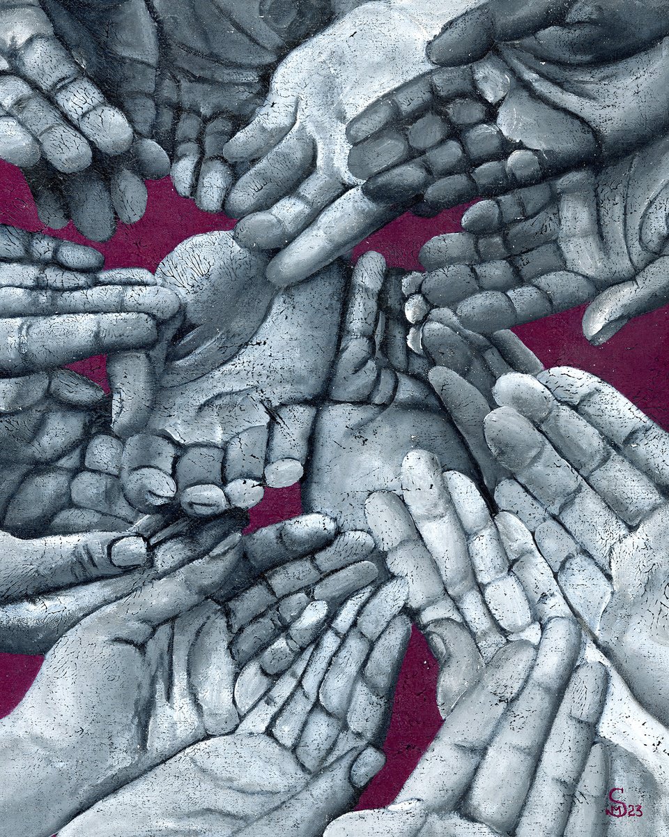 Expressive Portrait Acrylic Painting By Margarita Stepanova, 16 X 20", Alien Perspective, Original Artwork