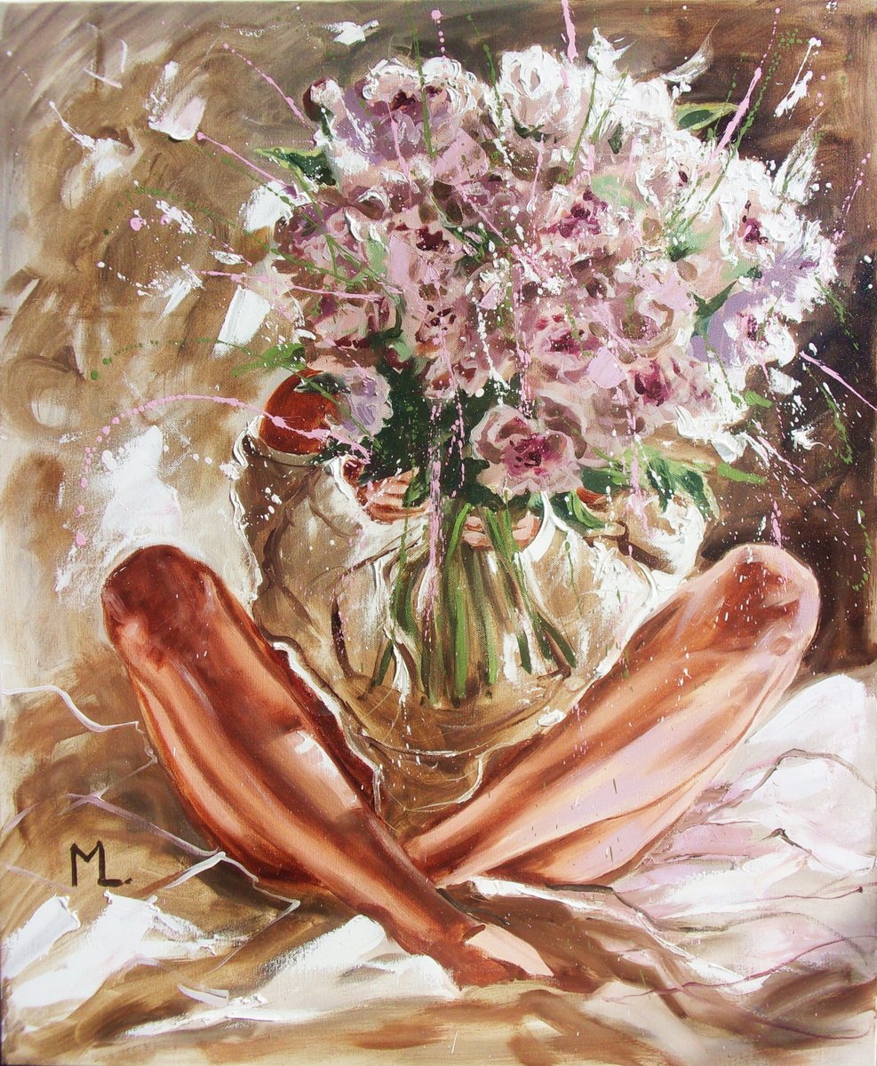 Expressive Portrait Oil Painting By Monika Luniak, 24 X 29", " Thank You ", Original Artwork