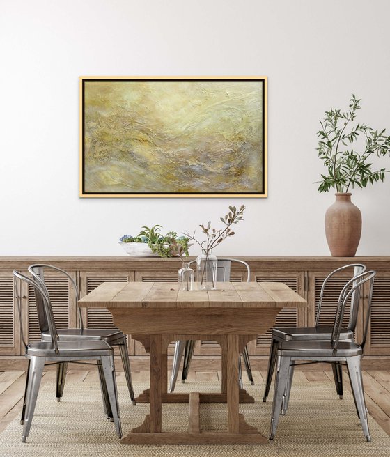 GOLDEN WAVES. Large Abstract Painting with Texture in Beige, Gold, Bronze Neutral Colors. Contemporary Art